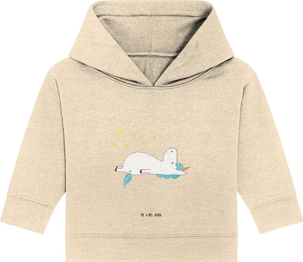Mr. & Mrs. Panda Organic Baby Hoodie Einhorn Sternenhimmel 12. - 18. Monat - Natural Raw - Geschenk, Unicorn, Sterne, Einhörner, Kapuzenshirt, Ver...