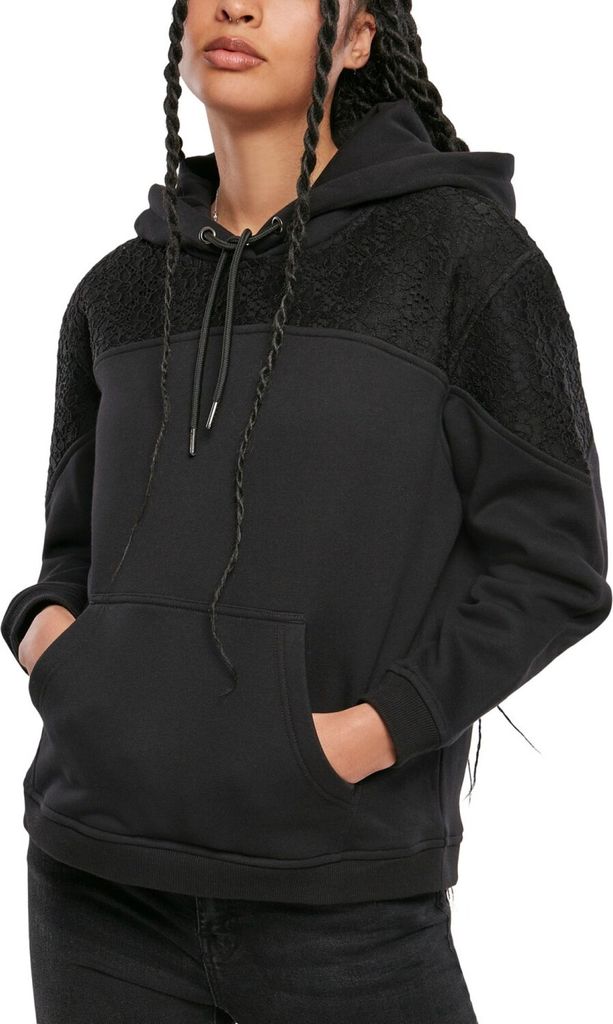 Urban Classics Ladies - Lace Inset Hoody schwarz - XS