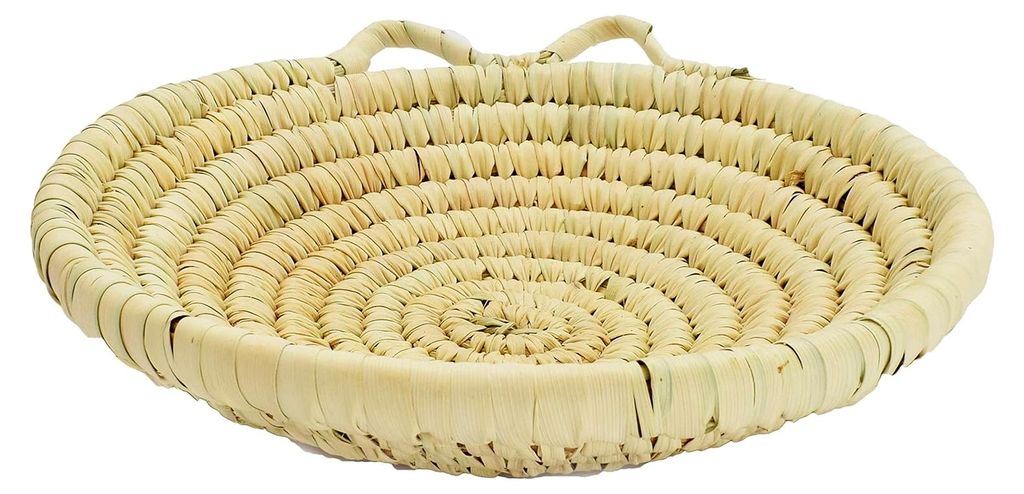 Runder Brotkorb aus geflochtenem Palmblatt, 27 cm groß | Naturkorb aus Handarbeit aus der Sahara | Obstkorb als natürliche Deko für den gedeckte...