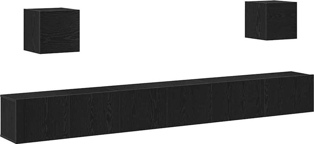 vidaXL Unterhaltungszentrum 7 pcs Schwarz Eichen-Optik Groß
