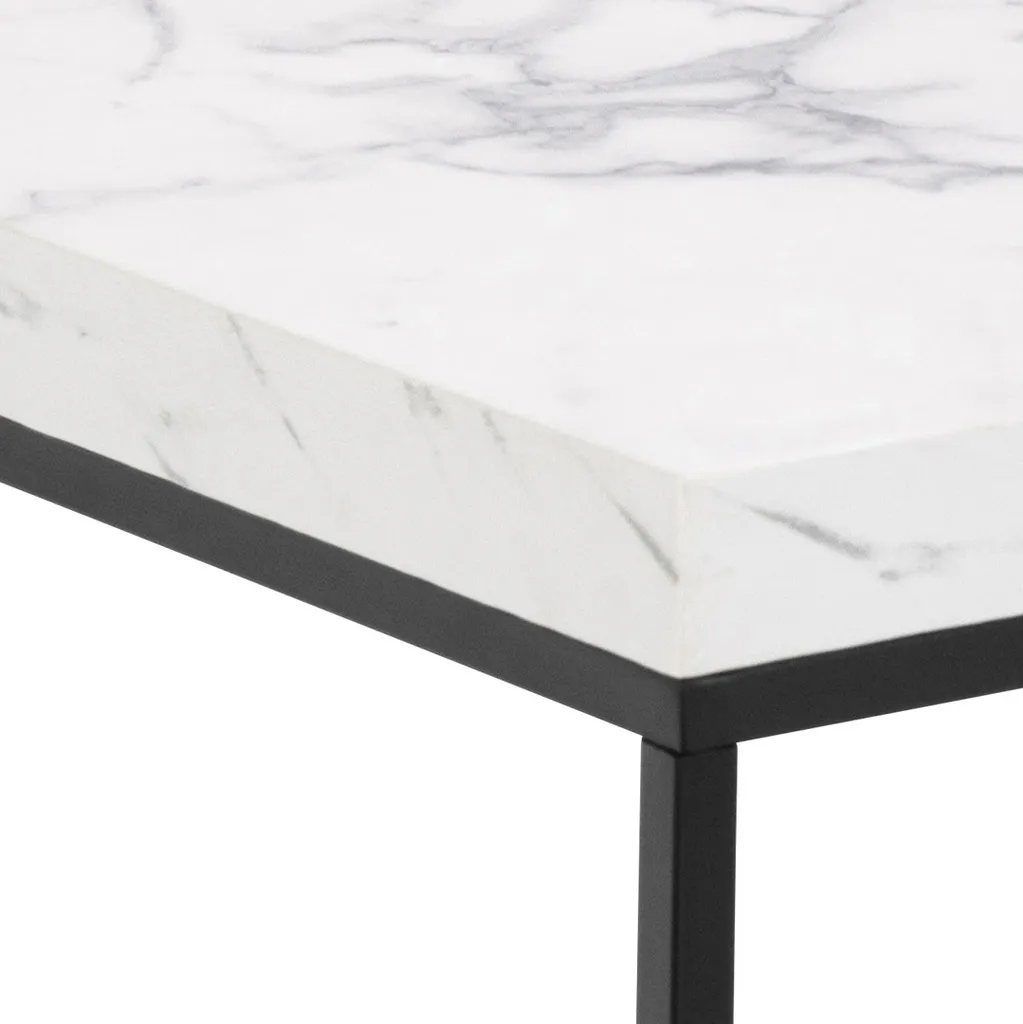 Table basse 60cm Barossa décor marbre blanc structure stable et chic - 7