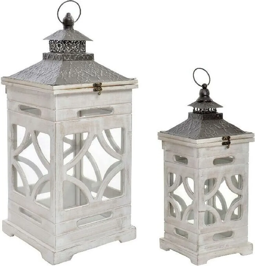 Lampadaires de Jardin en Cristal et Bois de Sapin Naturel - Set de 2