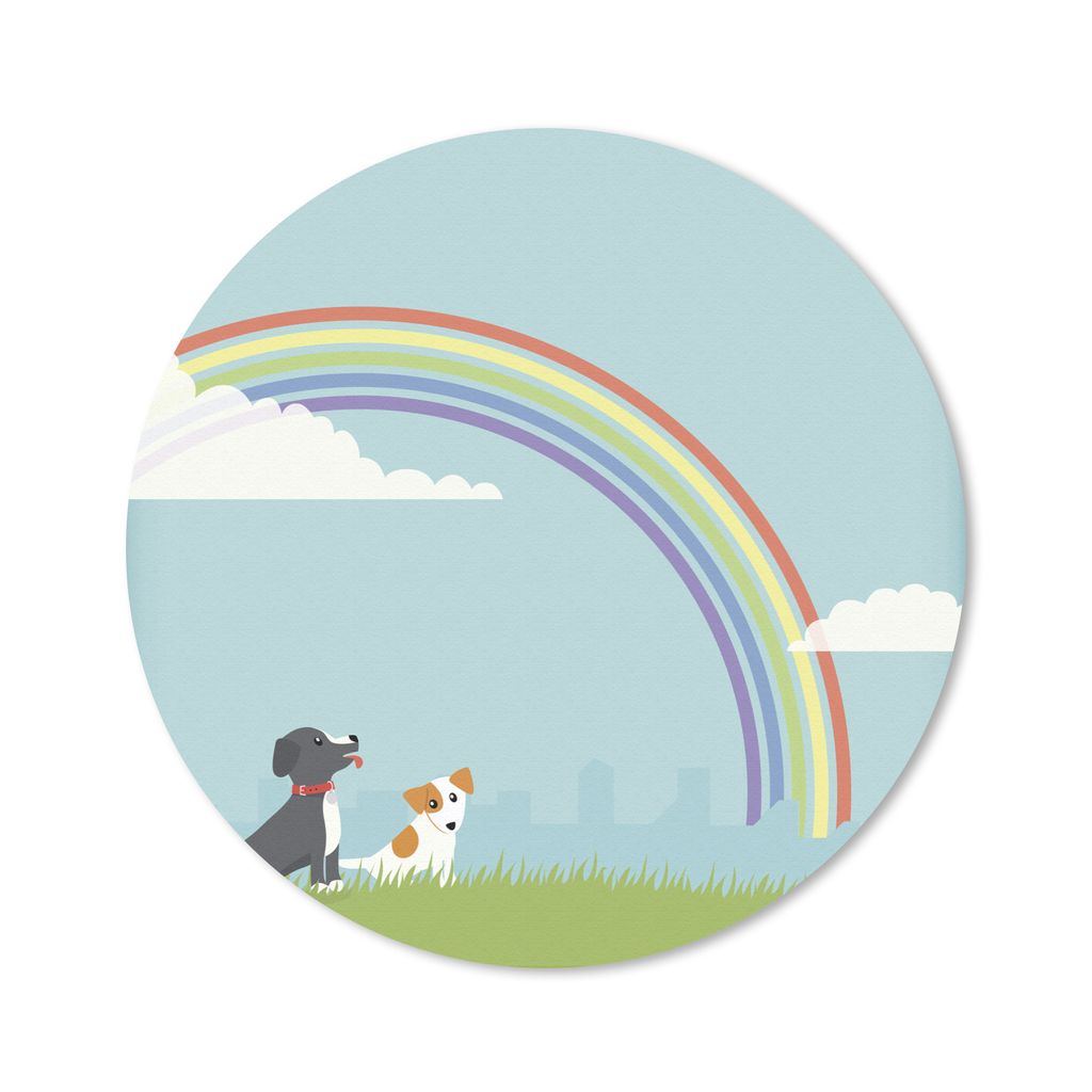 MuchoWow Mauspad Mousepad Eine Illustration von zwei Hunden unter einem Regenbogen 20x20 cm - Mousepads - Maus Mat - Pad - Mausunterlage - Schrei...