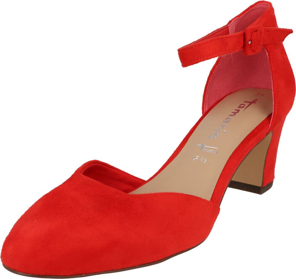 Tamaris Damen Pumps Fesselriemen Blockabsatz samtige Haptik Produktbild 6