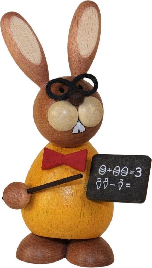 Osterfigur Hase Lehrer mit einer Tafel stehend bunt BxHxT 7x12x6,5cm NEU