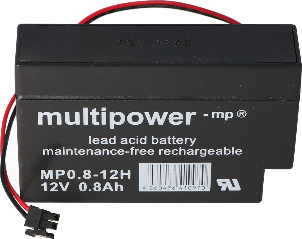 Multipower MP0.8-12H Blei Akku mit Molex 43025-200 Stecker Produktbild 