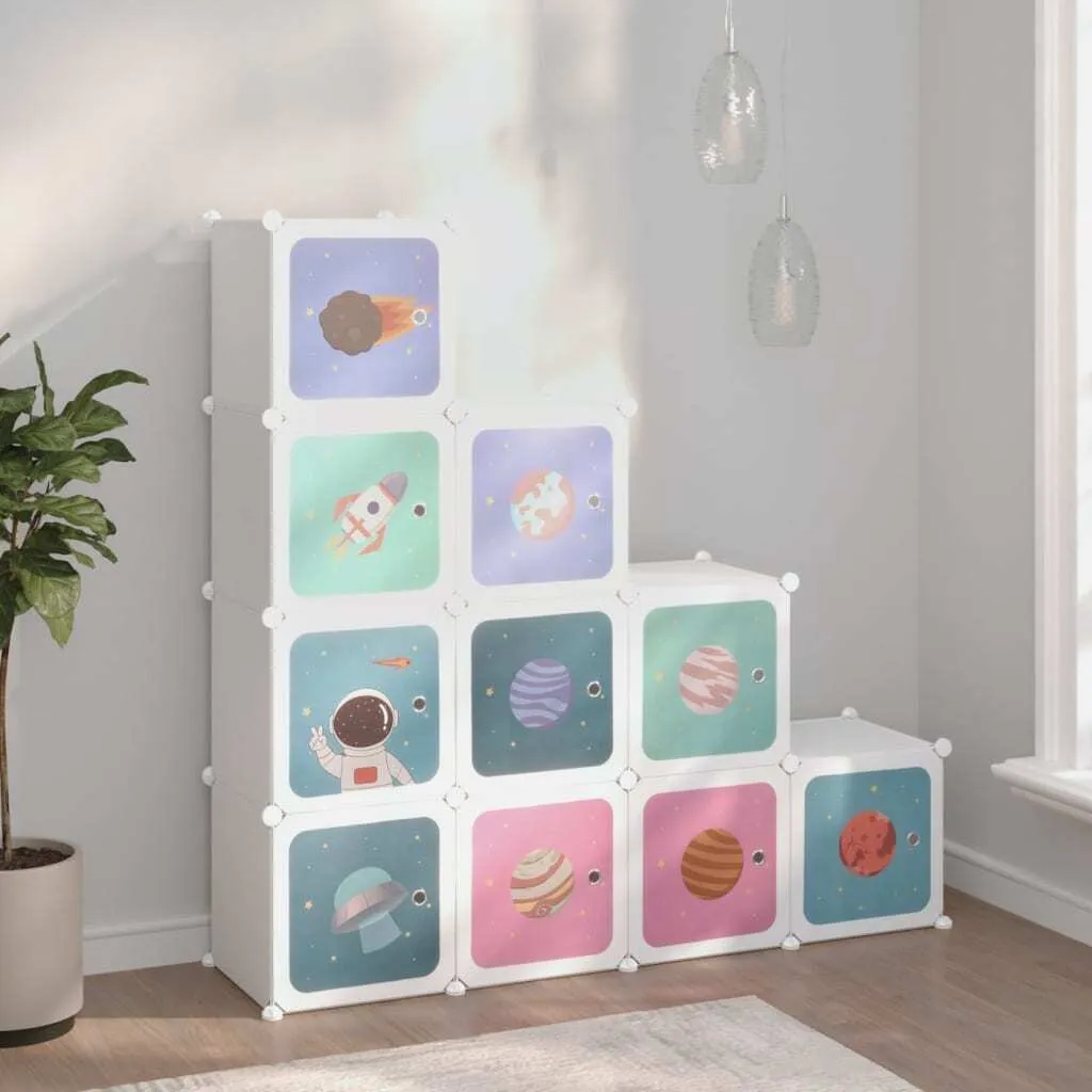 Étagère modulable 10 compartiments en PP blanc haute densité pour enfant