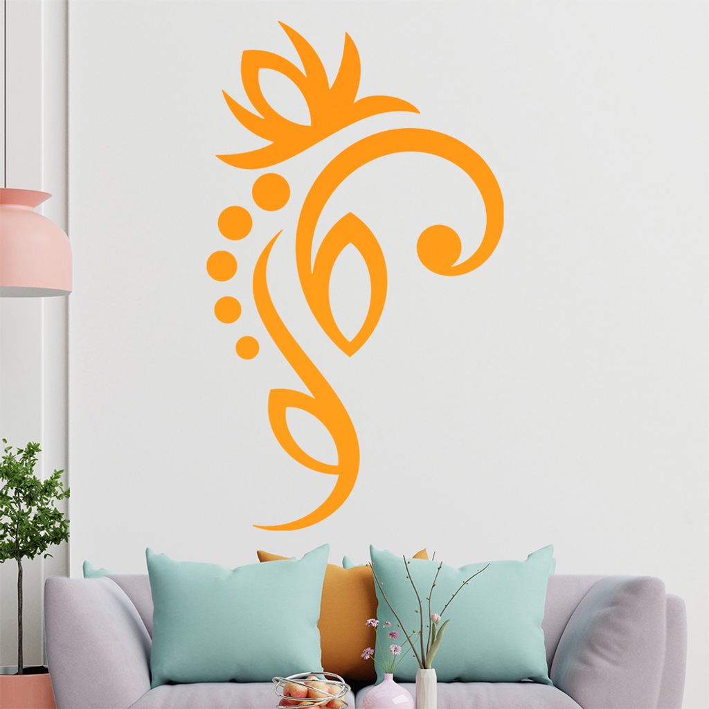 Blume - Linien Punkte Wandtattoo in 6 Größen - Wandaufkleber Wall Sticker - Dekoration, Küche, Wohnzimmer, Schlafzimmer, Badezimmer