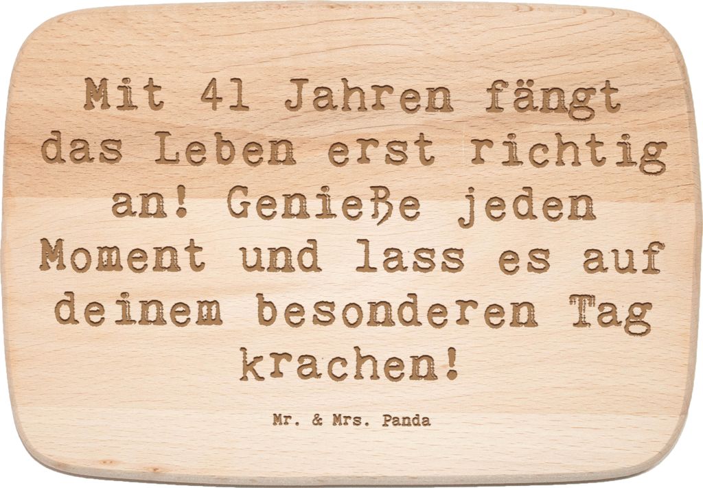 Mr. & Mrs. Panda vesperbrett Spruch 41. Geburtstag - Transparent - Geschenk, schneidbrett, brotzeitbrettchen, 41 Jahre, Frühstücksbrettchen, unve...
