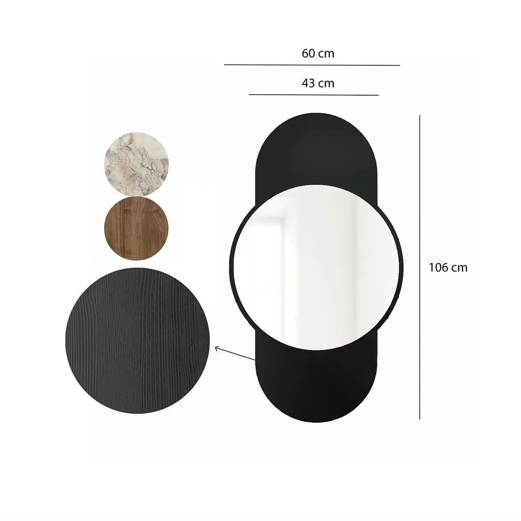 Miroir Mural Robuste Noir 60x106 cm - Solution Déco Durable et Chic - 4