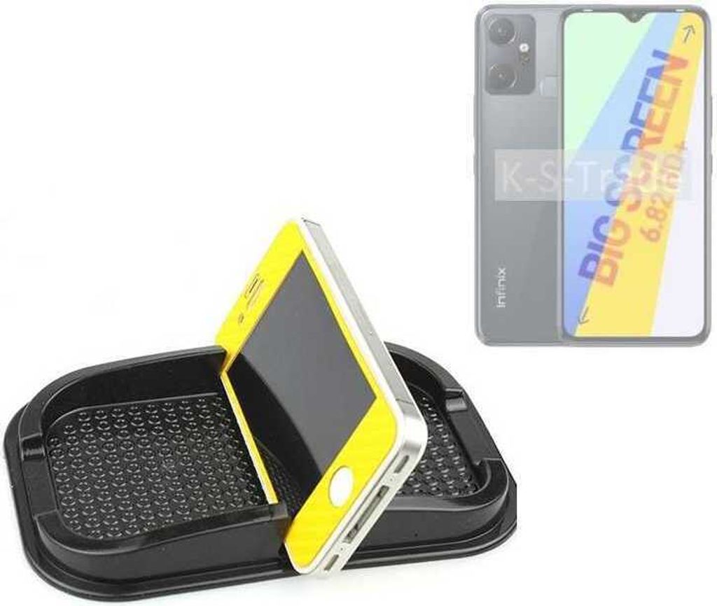 K-S-Trade Auto Anti Rutsch Matte Smartphone-Halter kompatibel mit Infinix Smart 6 Plus X6823C Haft Pad Armaturenbrett Handy-Halterung Silikon