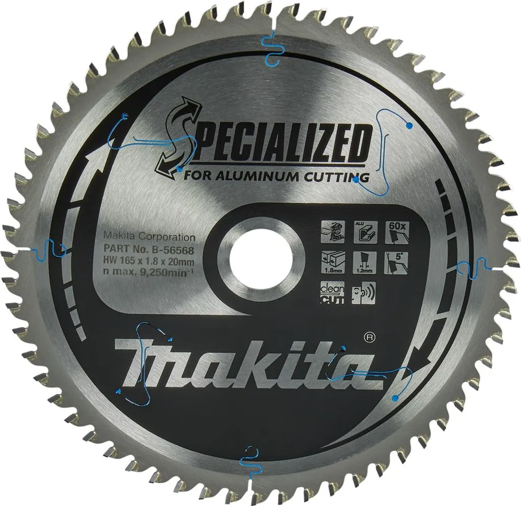 Lame de scie circulaire pour profilé aluminium Makita 165x20 mm TCT