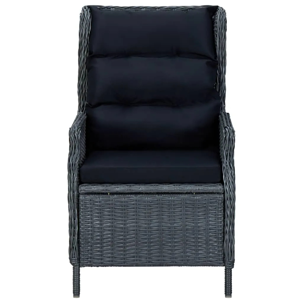Fauteuil de relaxation pour terrasse en résine grise avec dossier mobile