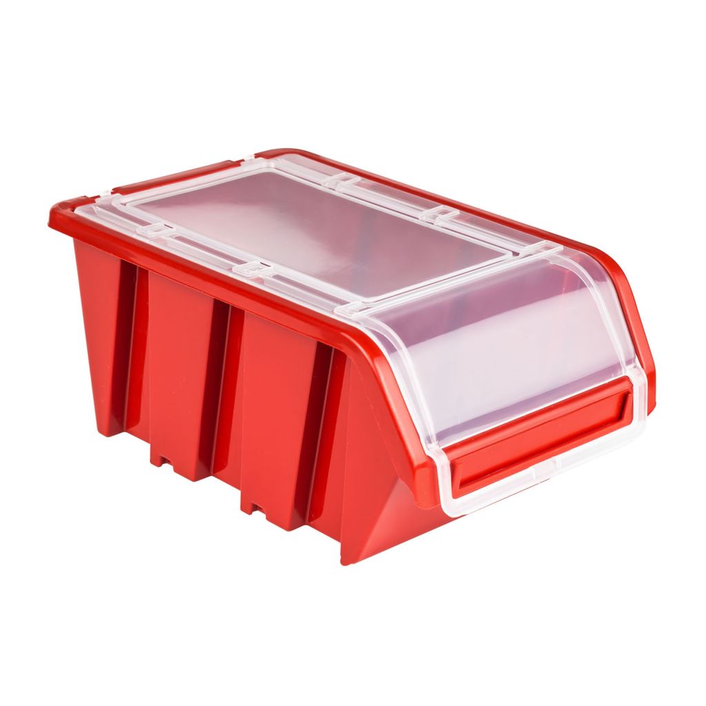 10 x Stapelbox Kunststoff Lagerboxen Stapelbar Stapelkiste Sortierbox Box mit Deckel 120x195x90 rot