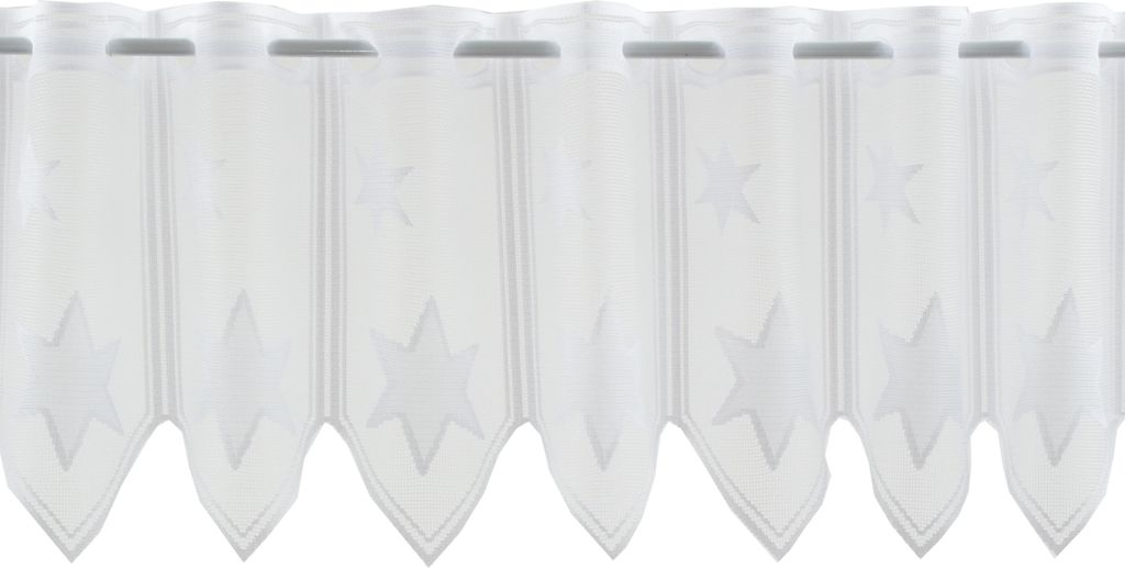 Gardinen Kranzusch Scheibengardine Sterne 30x196 cm H/B Weiß Bistrogardine Vorhang Küche 1er Pack