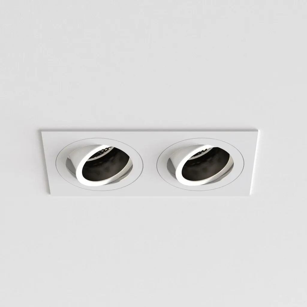 Spot Double Encastrable Blanc Orientable Pinhole Square Twin Astro 2x6W