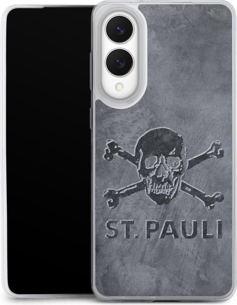DeinDesign Slim Hülle für Samsung Galaxy S25 Edge Silikon Case Ultra Dünn Handyhülle Beton FC St. Pauli Logo