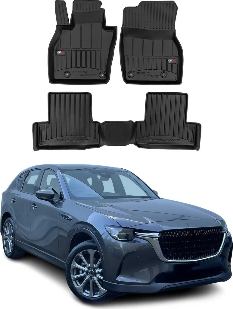 Set 3 Tappetini Auto per Mazda CX-60 2022-2024 Gomma TPE Premium Neri