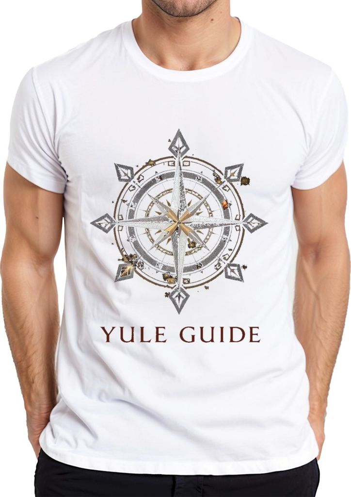 Yule Guide Kompass Nordstern Weihnachten Vintage Geschenk Herren T-Shirt, Weiß, XXL