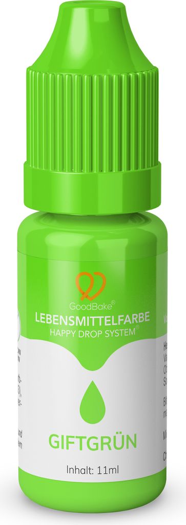 GoodBake Lebensmittelfarbe Giftgrün, hochergiebig, zuckerfrei, vegan, Backen