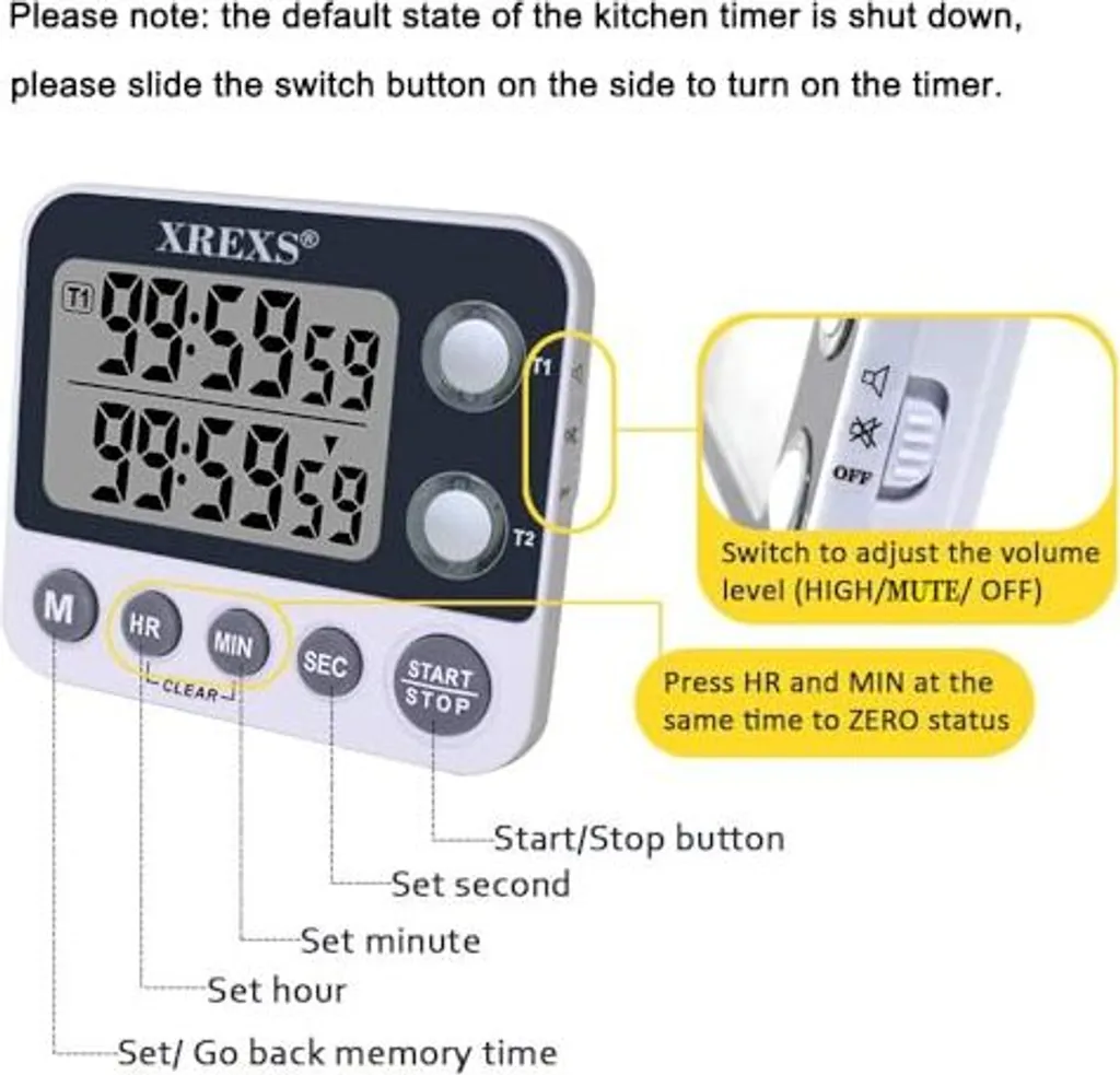 Timer Digitale XREXS Beige - Allarme Potente e Magnete Forte - 3