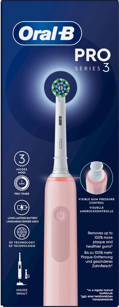 Oral B Tandenborstel Elektr Pro 3000 Pink Cross Action (1 Productafbeelding 
