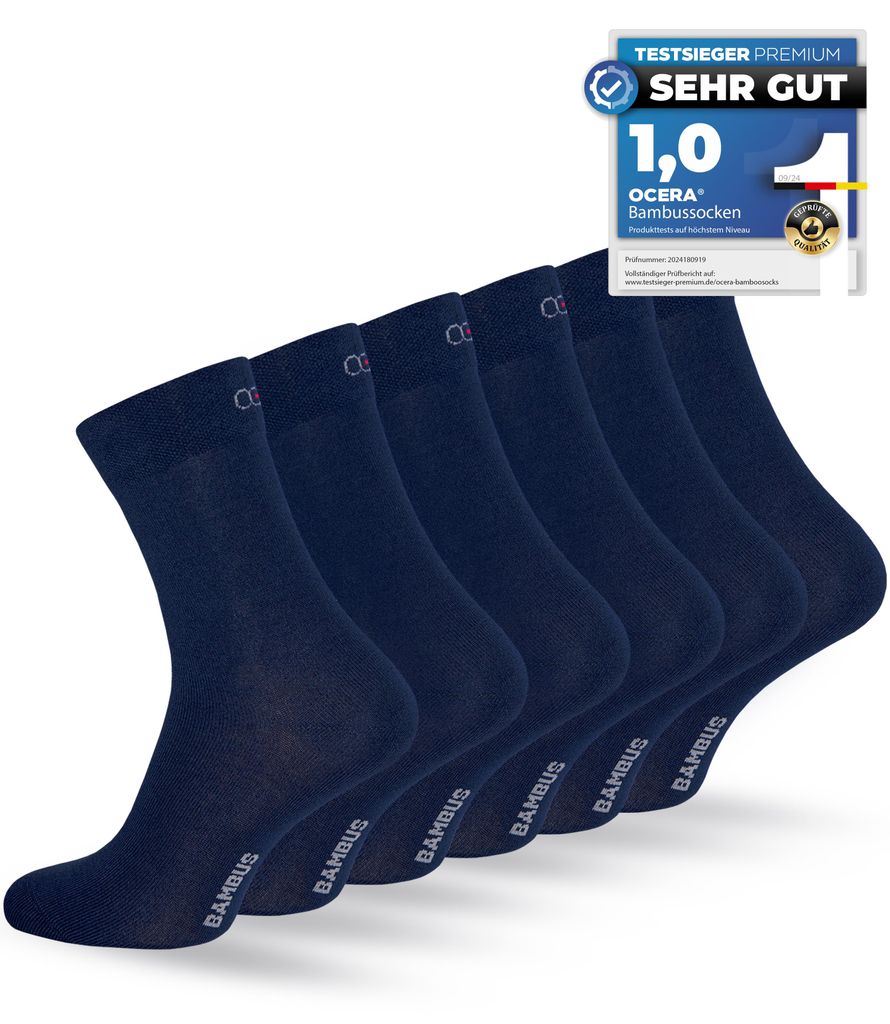 OCERA 6x Bambus Socken Uni verschiedenen Farben  - Blau Produktbild 