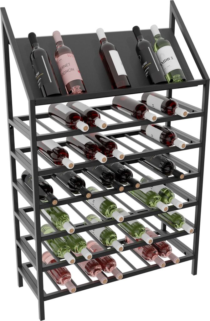 MetaloPro Weinregal Napa – Schwarzes Metallregal Für 70 Weinflaschen, Modernes, Minimalistisches Design, Ideal Für Küche, Keller, Bar – 125...