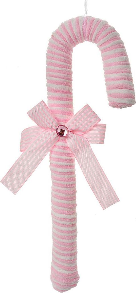 Clayre & Eef Weihnachtsanhänger Zuckerstange 36 cm Rosa Kunststoff