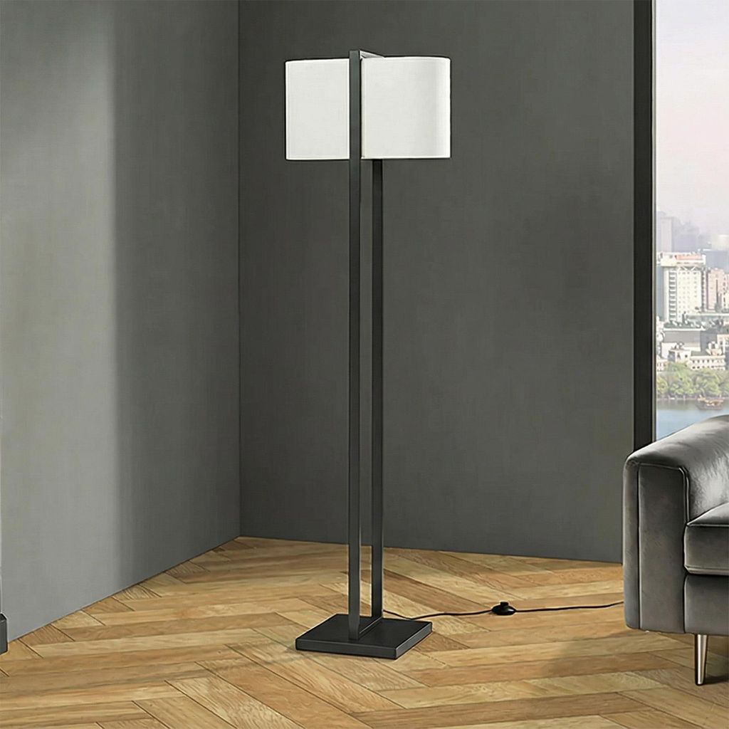 riess-ambiente Stehlampe COLLEEN 160cm schwarz weiß Stoffschirm Metallgestell rechteckig minimalistisch