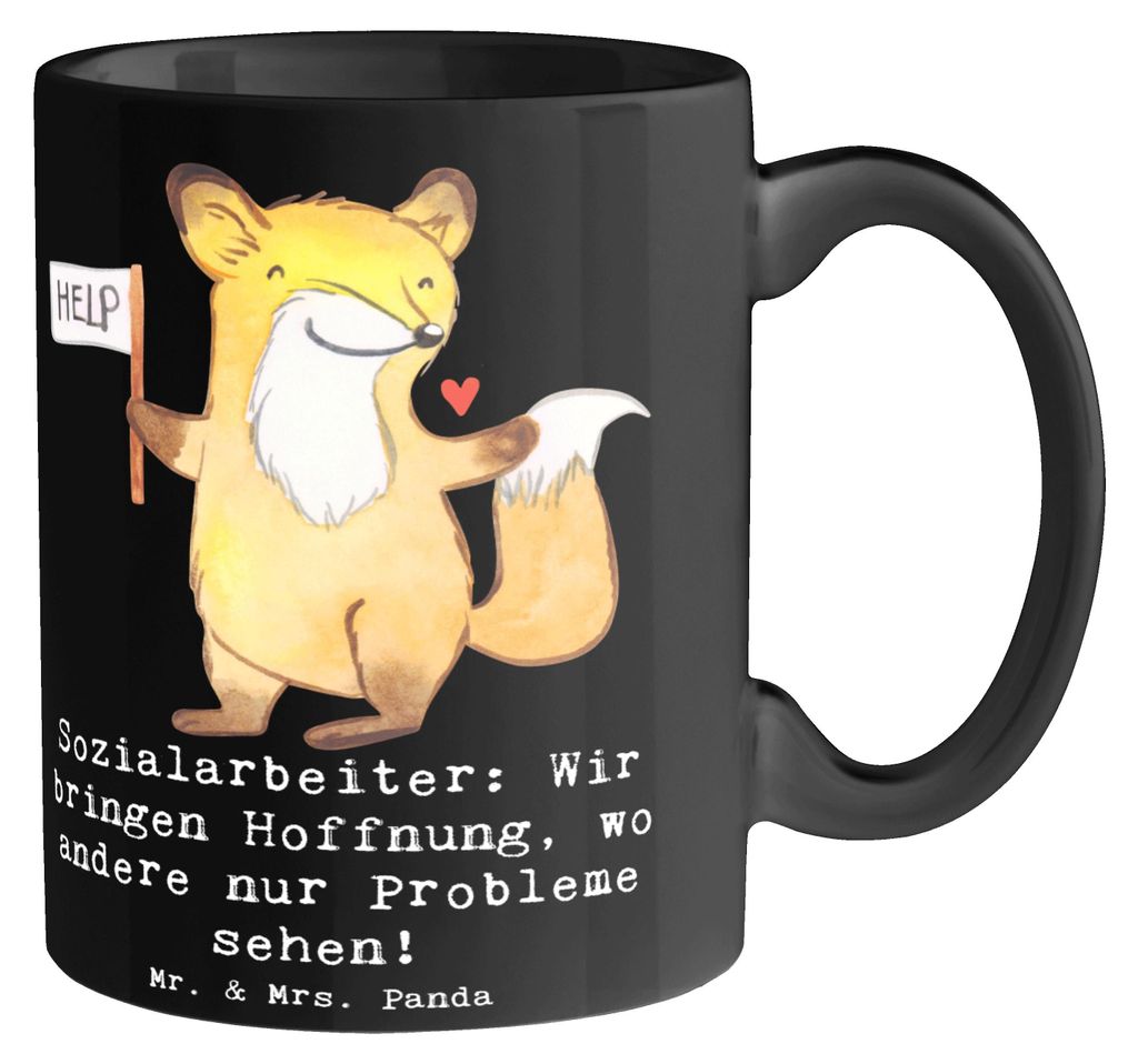 Mr. & Mrs. Panda Becher Sozialarbeiterin Hoffnungsträger - Schwarz - Geschenk, Kaffeetasse, Tasse, Engagement, Hilfeleistung, Probleme, Beruf, lie...