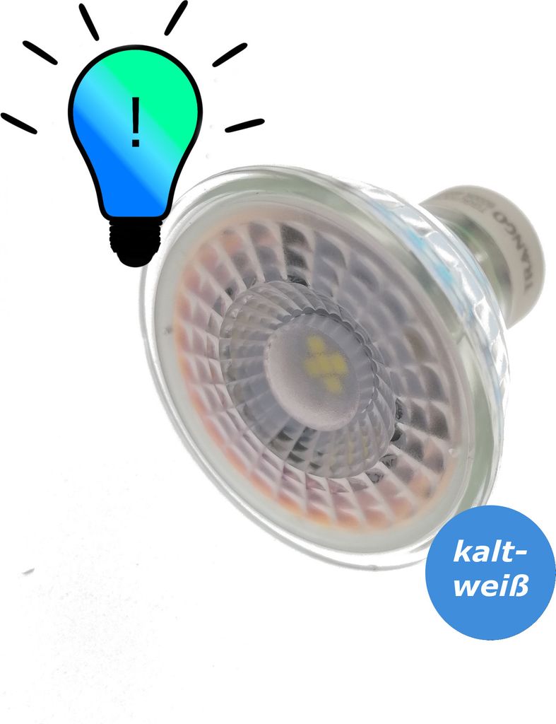5 Watt GU10 LED Leuchtmittel in 3 Stufen dimmbar KALT-WEIß 6000K