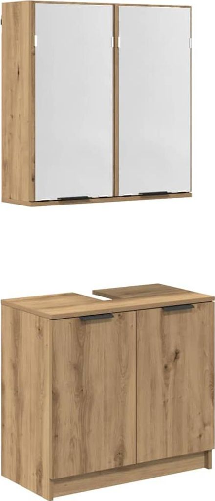 vidaXL Badezimmerschrank-Set mit Regal Artisan-Eiche Holzwerkstoff