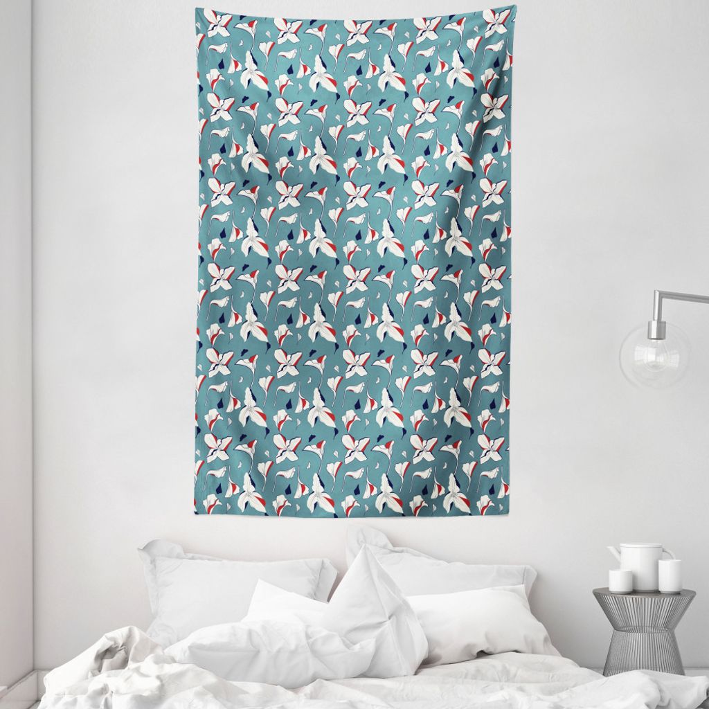 ABAKUHAUS Blume Wandteppich und Tagesdecke, Blumen mit Drooping Petals aus Weiches Mikrofaser Stoff Waschbar ohne Verblassen Digitaldruck, 140 x 23...