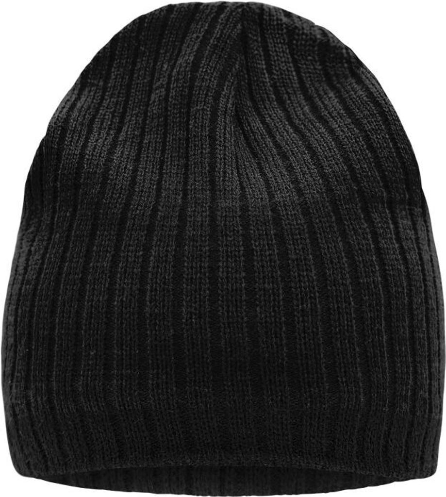 Knitted Hat Strickmütze in klassischer Ripp-Optik black/black, Gr. one size