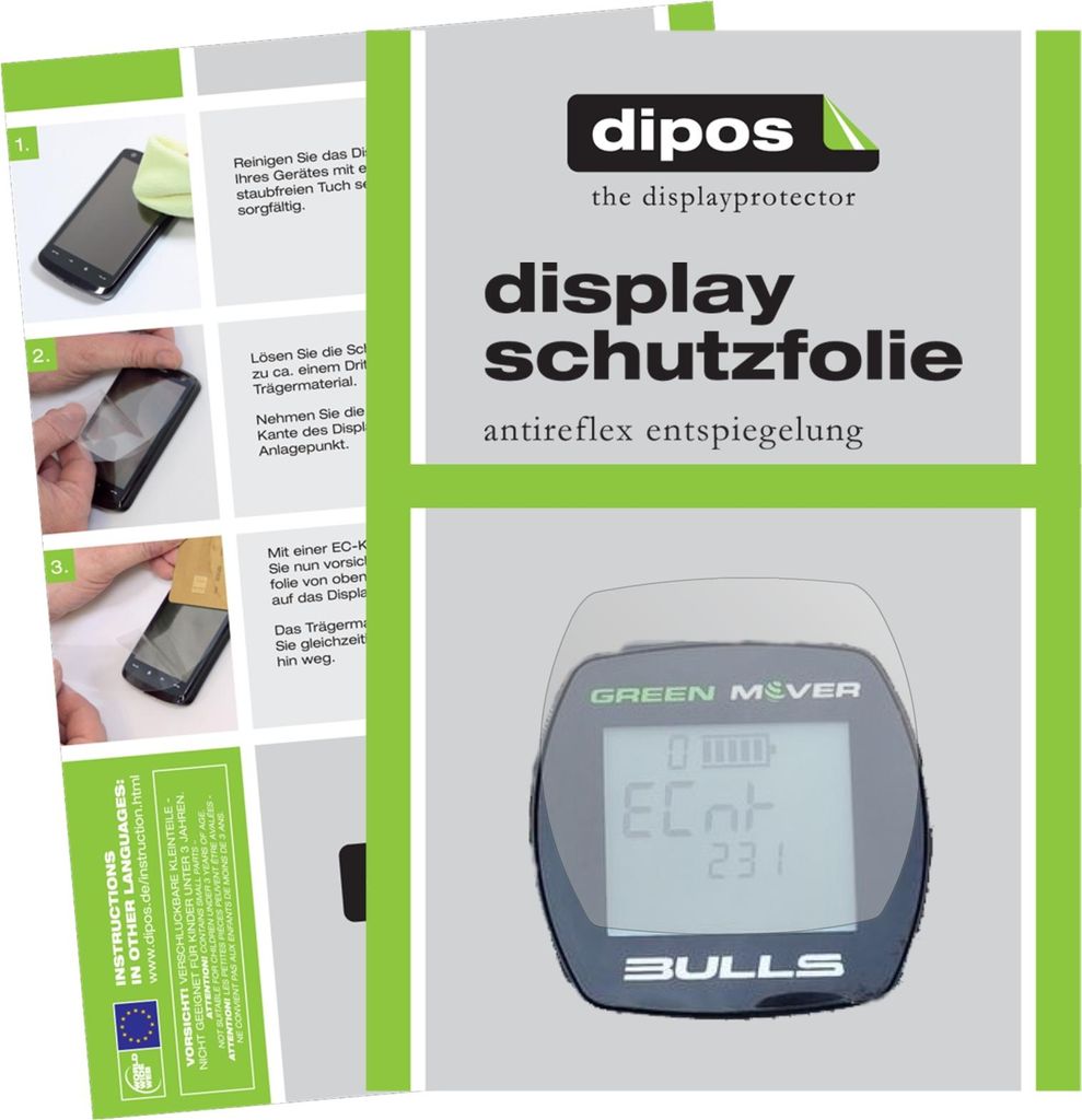 3x Schutzfolie für Bulls Green Mover matt Displayschutzfolie Folie Display Schutz dipos
