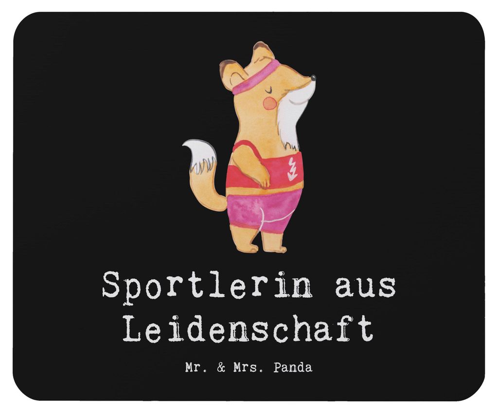 Mr. & Mrs. Panda Mauspad Sportlerin Leidenschaft - Schwarz - Geschenk, computer, Mouse Pad, Mousepad, laptop, mausteppich