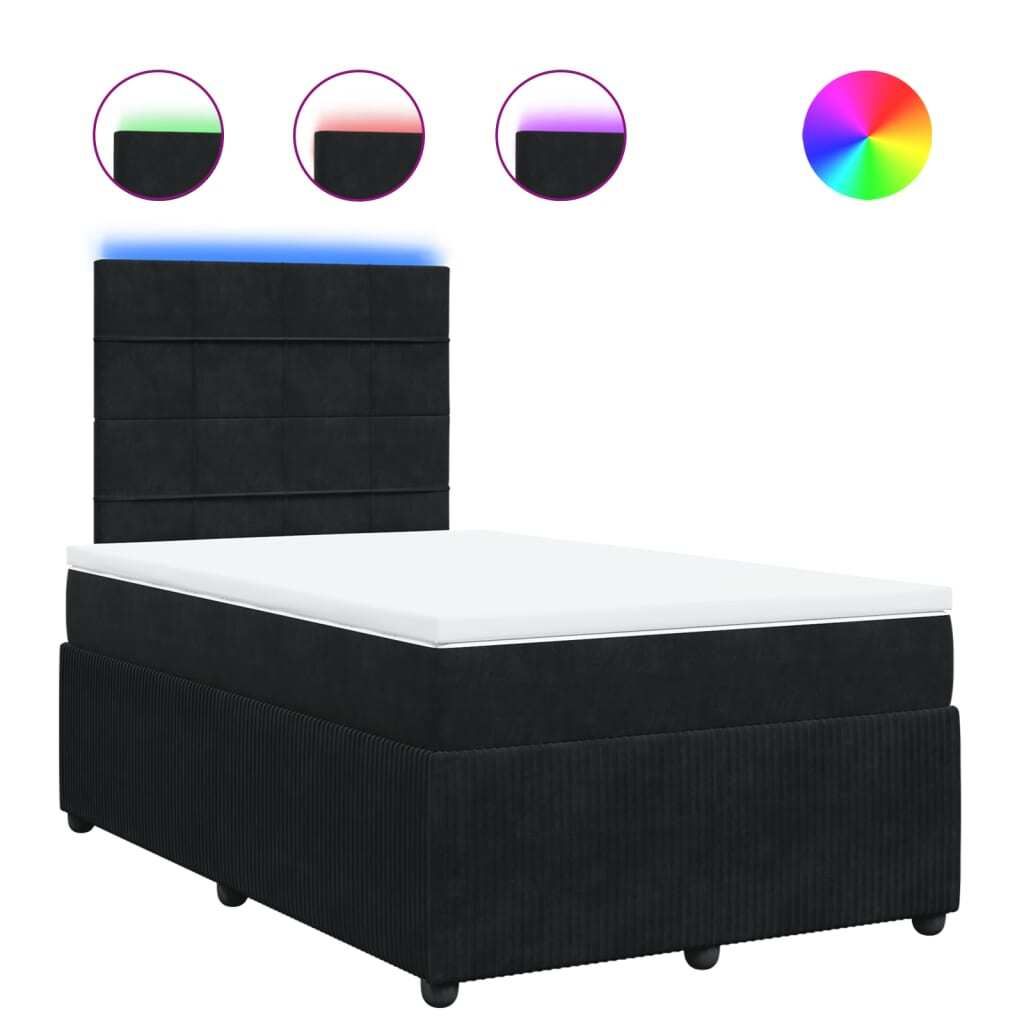 vidaXL Boxspringbett mit Matratze Schwarz 120x190 cm Samt