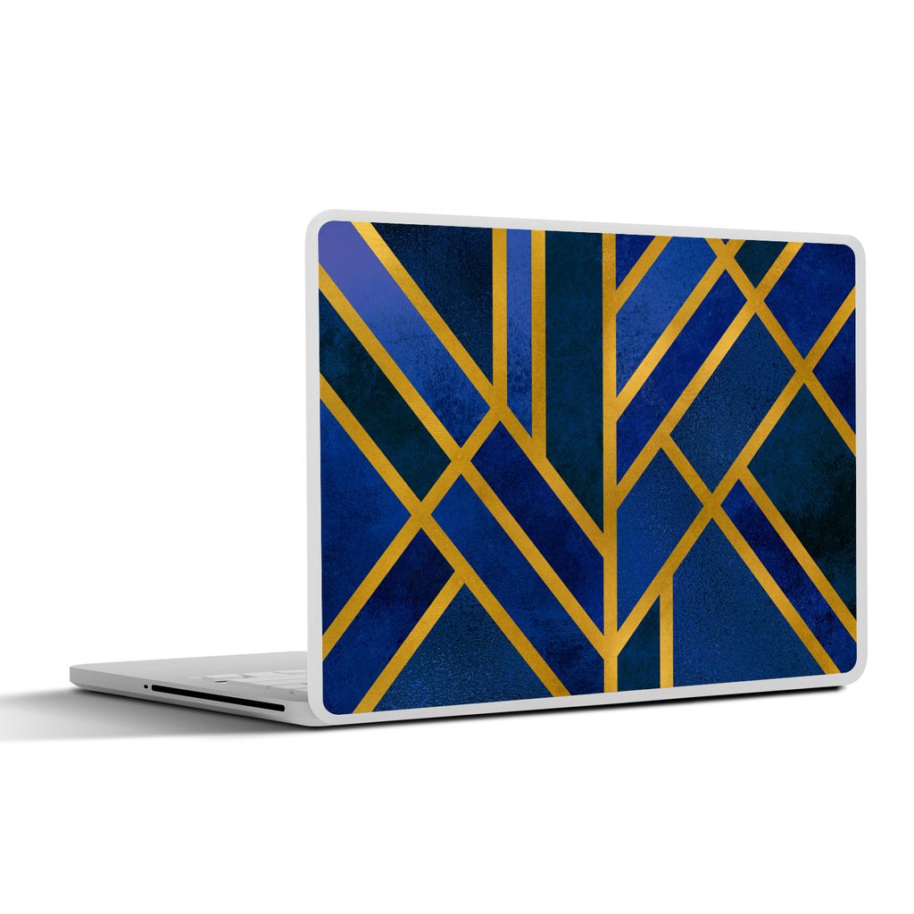 MuchoWow Laptop Aufkleber Sticker Cover Gold - Blau - Muster - Luxus 40x30 cm - Laptop Dekoration - Selbstklebend
