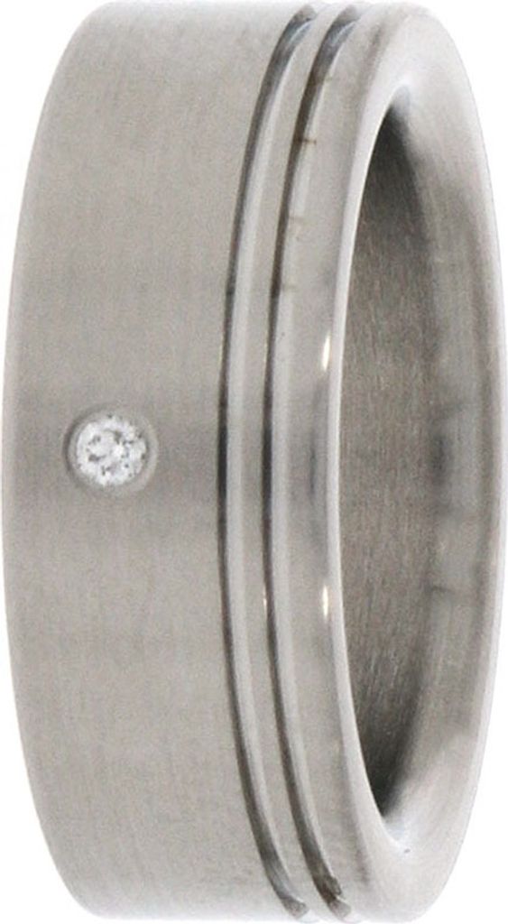 11434G48, 11434G49 Bandring mit Brillant 0,02 ct. - Rillen mattiert 7 mm XEN