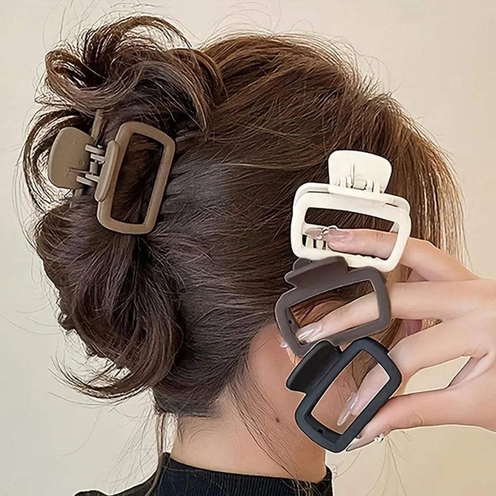 Grande pince à cheveux carrée mate lot de 4 accessoires coiffure chic