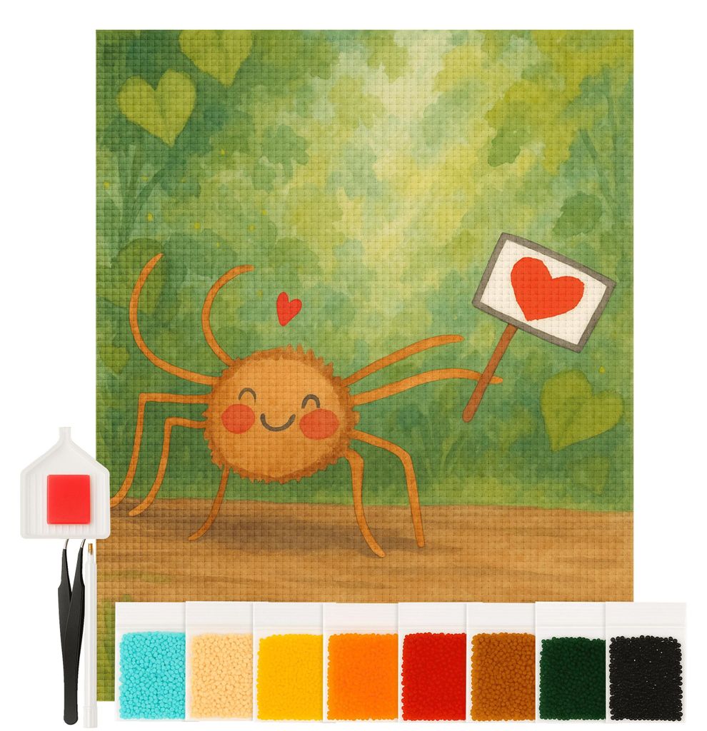 Mr. & Mrs. Panda Diamond Painting Spinne Agathe Motivation Design 40 x 50 cm Ohne Rahmen - Weiß - Geschenk, Vertrauen, Liebe, mosaik set, Glück, ...