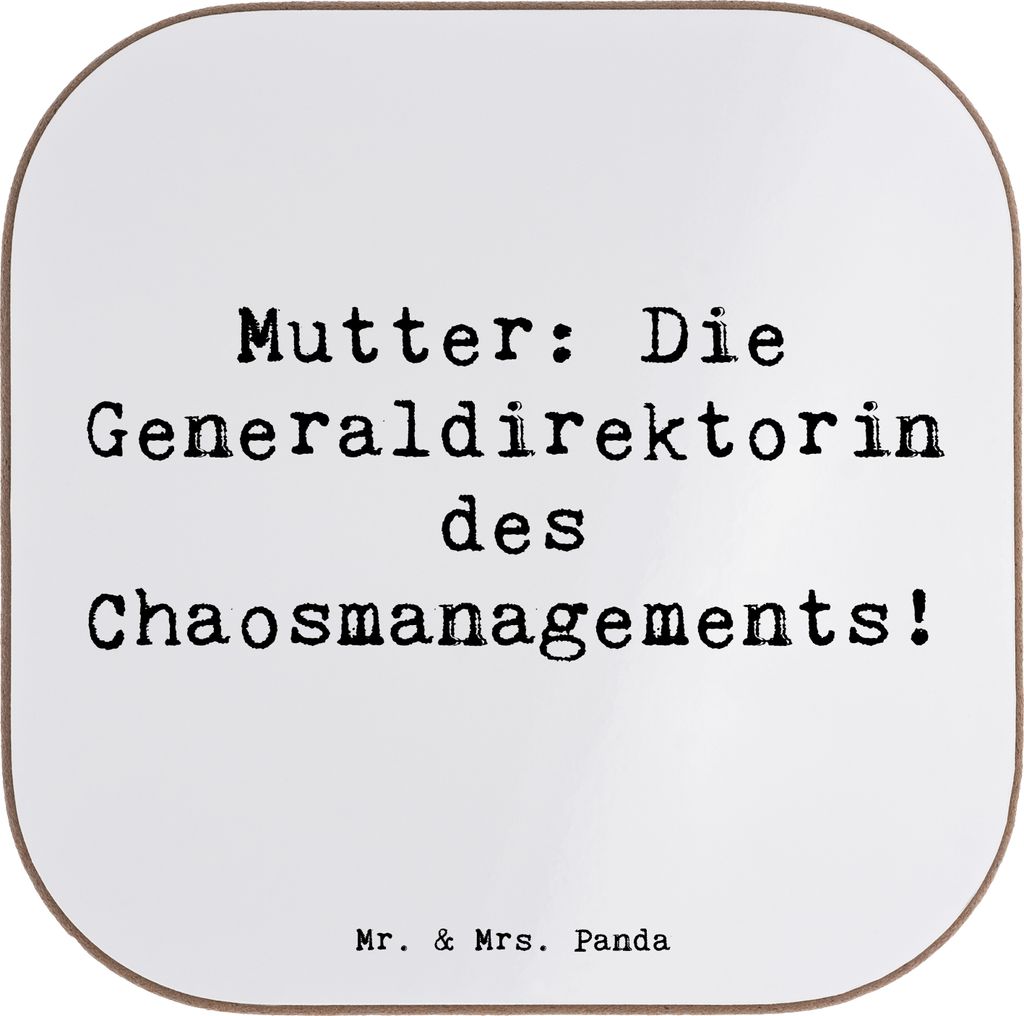 Mr. & Mrs. Panda Tassenuntersetzer Spruch Mutter Chaosmanagerin - Weiß - Geschenk, Chaos, Mutterliebe, Coaster, bieruntersetzer, Geburtstage, Gene...