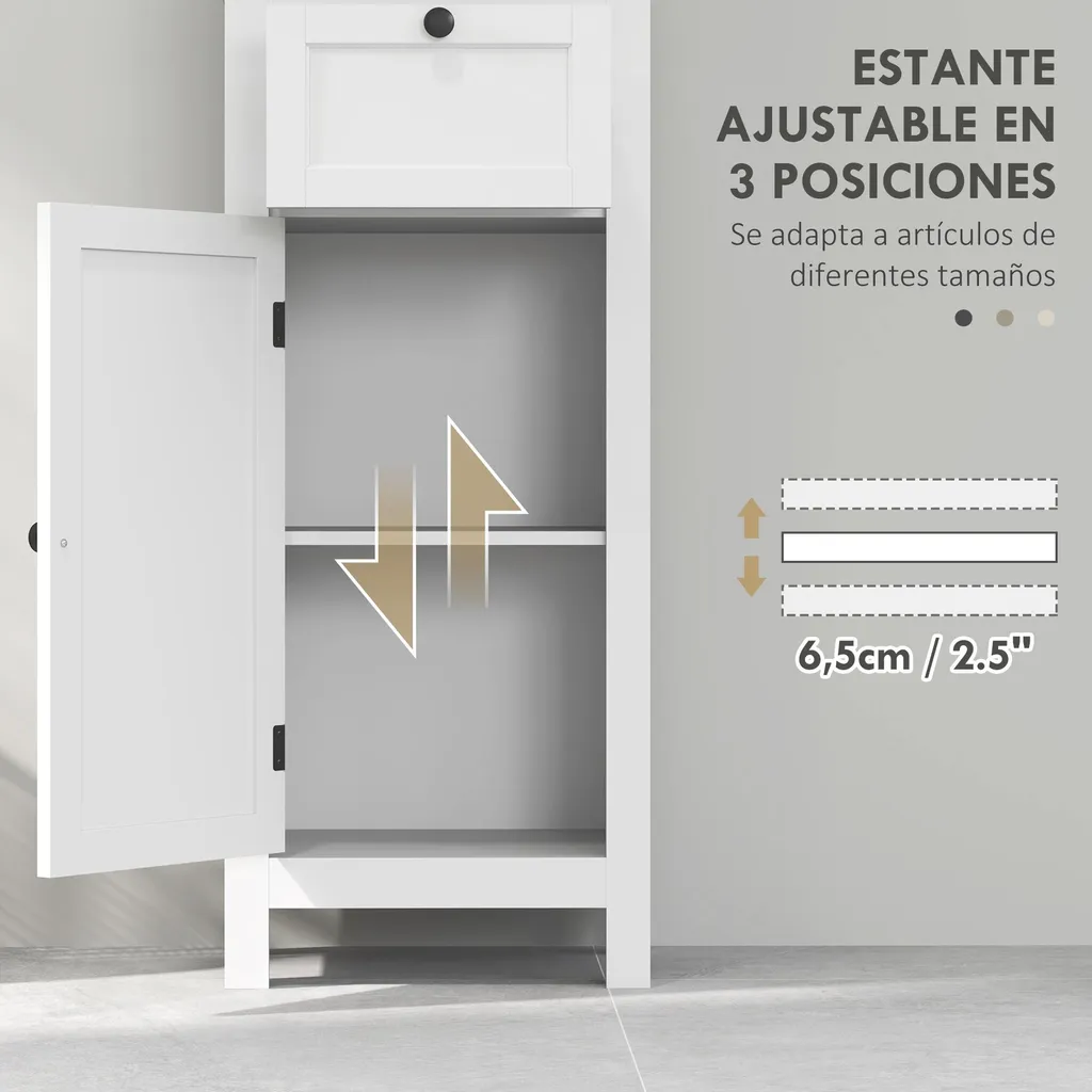 Armoire de rangement salle de bains blanche compacte à double étagère