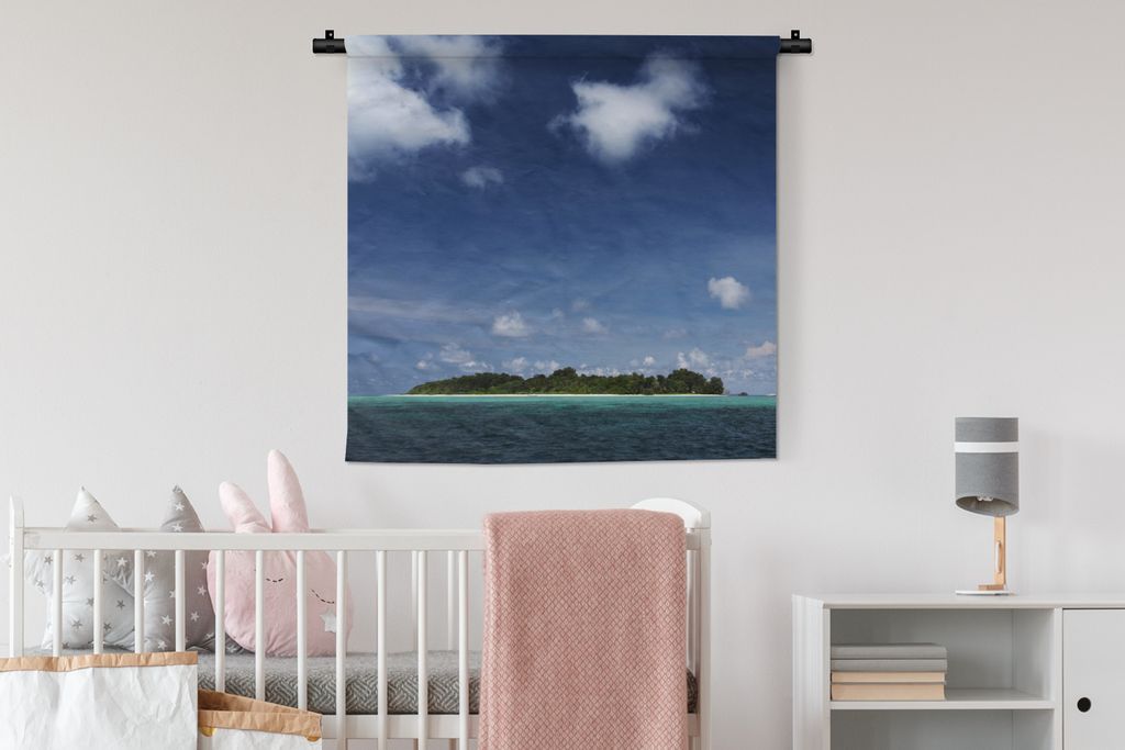 MuchoWow Wandteppich Wandbehang Insel Sipadan 90x90 cm Tapisserie Dekoration Wandtuch - Wandaufhänger