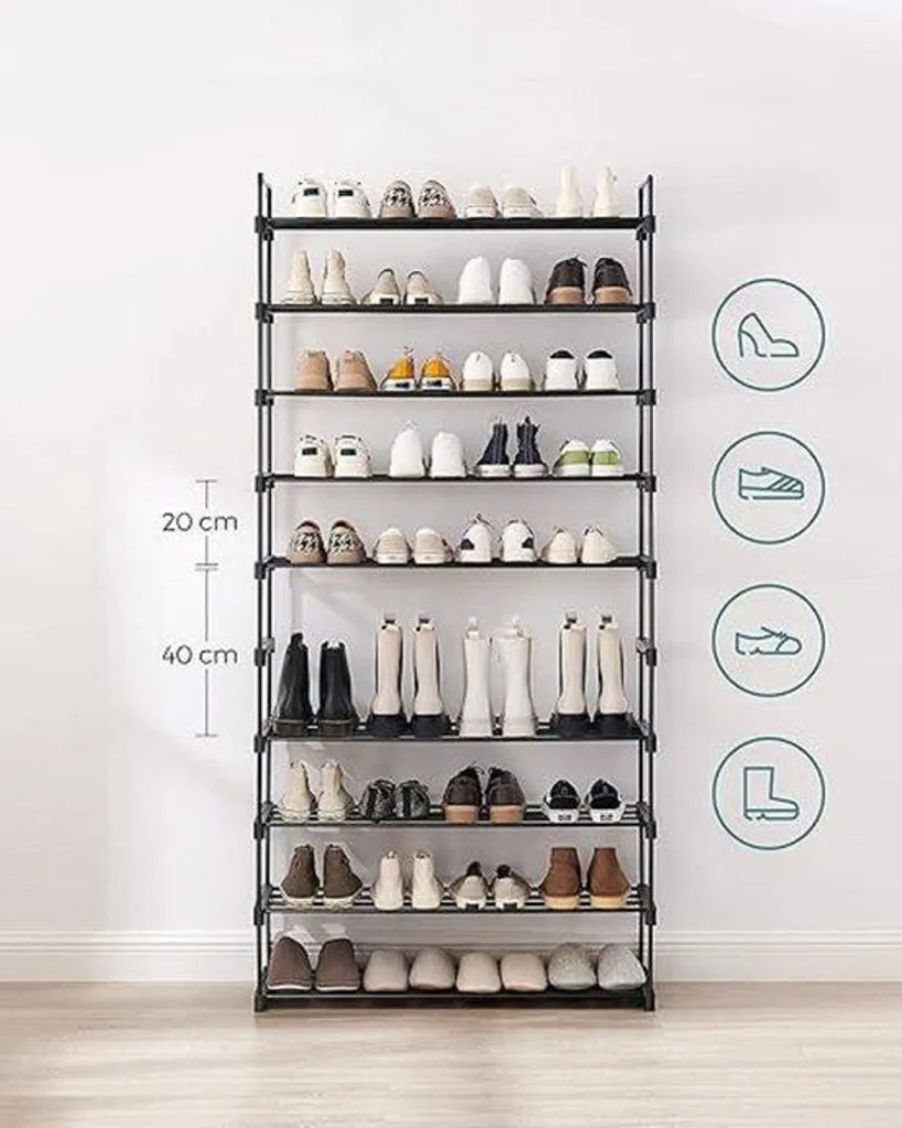 Étagère à chaussures empilable 30x94x206 cm grande capacité pour entrée