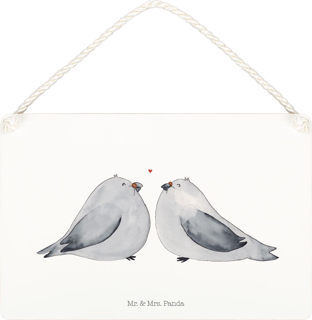 Mr. & Mrs. Panda Schild Turteltauben Liebe DIN A5 - Weiß - Geschenk, kleine aufmerksamkeit, Freundin, Türschild, Verlobung, Holzschild, Hochzeits...