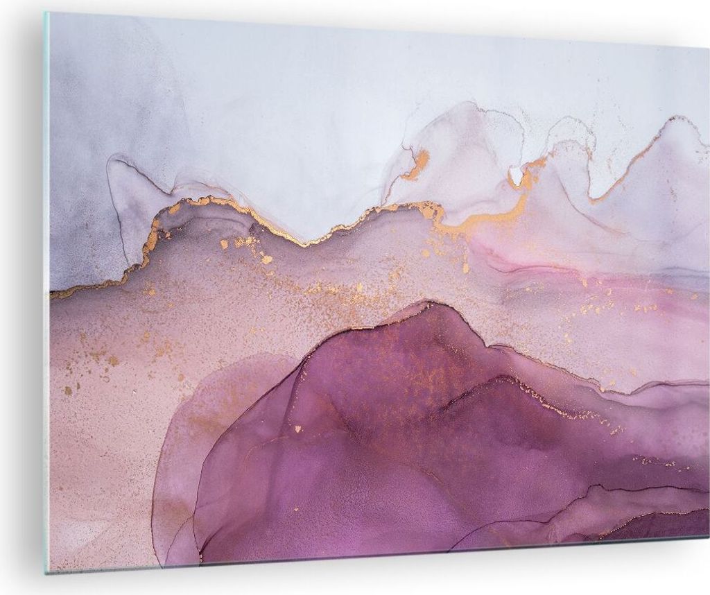 Bilder auf glas - Einteilig - Marmor Pink Violett - 70x50cm - Glasbilder - Wandbilder - Bilder - zum Aufhängen bereit - Wanddekoration aus Glas - ...