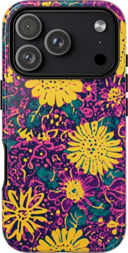 Blumiges Gelb-Lila-Muster – Hülle Kompatibel mit iPhone 17 Pro