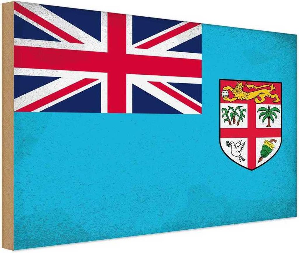 vianmo Holzschild 30x40 cm Fidschi Fiji Flagge Fahne Wappen